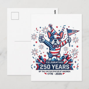 USA 250. Geburtstagsfeier Frenchie Celebration Postkarte