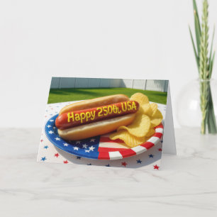 USA 250. Geburtstagsfeier Hot Dog Karte