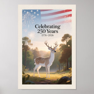 USA 250 Hirsch Patriotisch 1776–2026 Poster