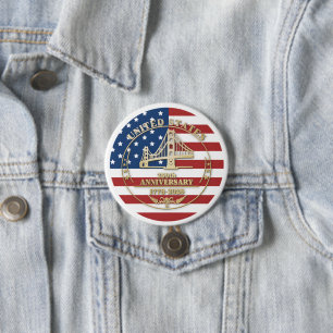 USA 250-Jahr-Feier Patriotic Flag Golden Gate Button