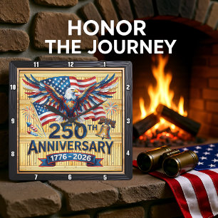 USA 250-Jahr-Jubiläums-Heritage-Adler Quadratische Wanduhr