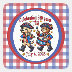 USA 250-Jahr-Jubiläums-Souvenir - Patriotisch Quadratischer Aufkleber