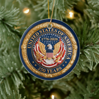 USA 250 Jahre 1776-2026 Amerikanische Flagge Adler Keramik Ornament