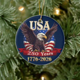USA 250 Jahre 1776-2026 Amerikanische Flagge Adler Keramik Ornament