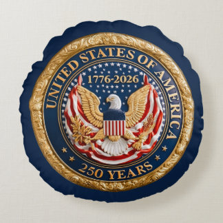 USA 250 Jahre 1776-2026 Amerikanische Flagge Adler Rundes Kissen
