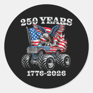 USA 250 Jahre 1776-2026 Eagle Monster Truck Jungen Runder Aufkleber