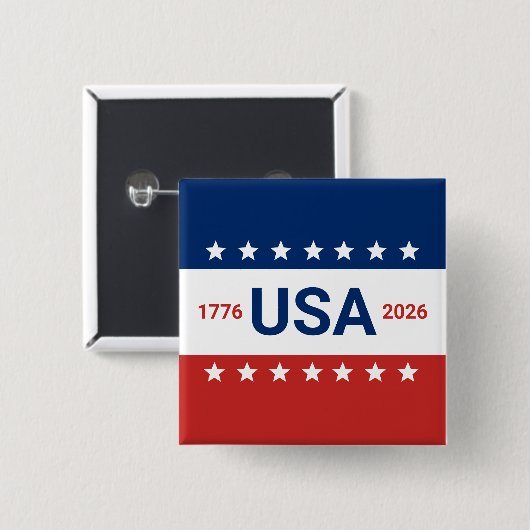 USA 250 Jahre 1776 2026 Red White Blue Button (Vorne & Hinten)