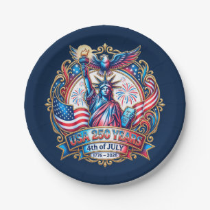 USA 250 Jahre 4. Juli 1776-2026 Pappteller