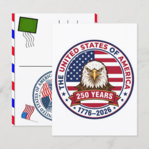USA 250 Jahre Feier: Amerika 1776–2026 Feiertagspostkarte
