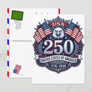 USA 250 Jahre Feier: Amerika 1776–2026 Feiertagspostkarte
