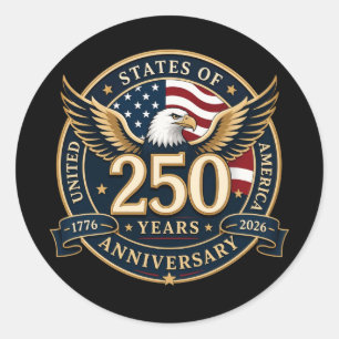USA 250 Jahre Feier: Amerika 1776–2026 Runder Aufkleber