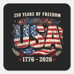 USA 250 Jahre Freiheit 1776–2026 Patriot Quadratischer Aufkleber