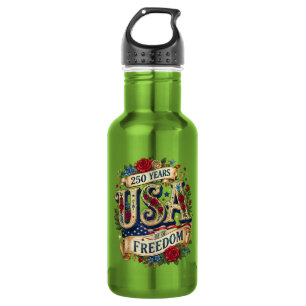 USA 250 Jahre Freiheit Floral Americana Edelstahlflasche