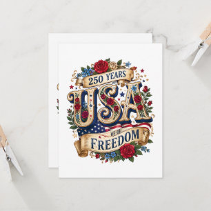 USA 250 Jahre Freiheit Floral Americana Einladung