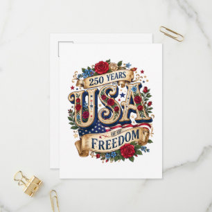 USA 250 Jahre Freiheit Floral Americana Einladungspostkarte