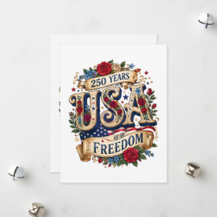USA 250 Jahre Freiheit Floral Americana Feiertagskarte
