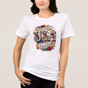 USA 250 Jahre Freiheit Floral Americana Tri-Blend Shirt