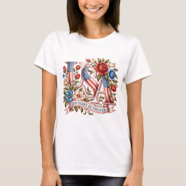 USA 250 Jahre Freiheit Florale Patriotische Vintag T-Shirt