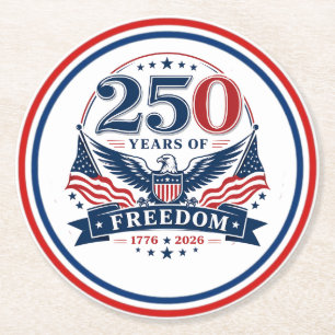 USA 250 Jahre Freiheit - Patriotisches Adler-Desig Runder Pappuntersetzer