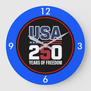USA 250 Jahre Freiheits-Patriotisches Flaggen-Desi Große Wanduhr