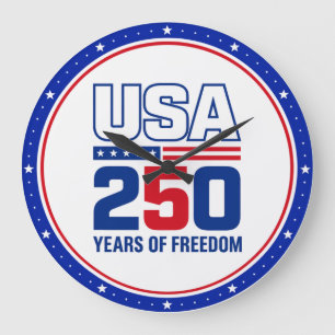 USA 250 Jahre Freiheits-Patriotisches Flaggen-Desi Große Wanduhr