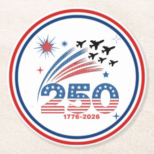 USA 250 Jahre Freiheitsfeier Design Runder Pappuntersetzer