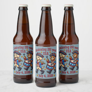 USA 250 Jahre Jubiläum Souvenir - Patriotic Bierflaschenetikett