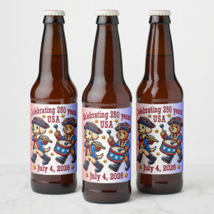 USA 250 Jahre Jubiläum Souvenir - Patriotic Bierflaschenetikett