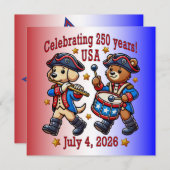 USA 250 Jahre Jubiläum Souvenir - Patriotic Einladung (Vorne/Hinten)