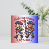 USA 250 Jahre Jubiläum Souvenir - Patriotic Einladung (Stehend Vorderseite)