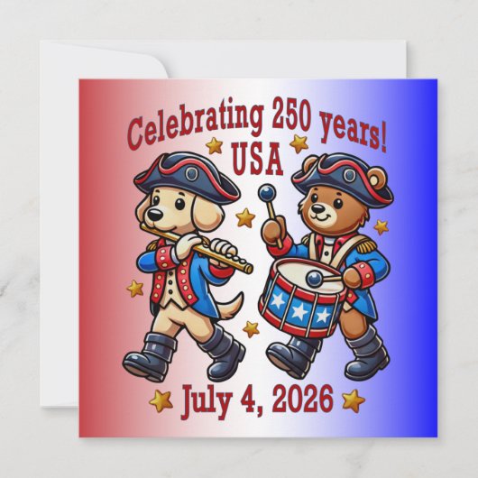 USA 250 Jahre Jubiläum Souvenir - Patriotic Einladung (Vorderseite)