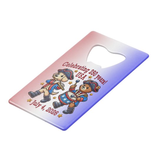 USA 250 Jahre Jubiläum Souvenir - Patriotic Geldbeutel Flaschenöffner (Vorderseite Schrägansicht)