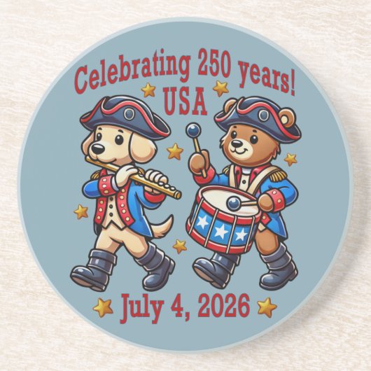 USA 250 Jahre Jubiläum Souvenir - Patriotic Getränkeuntersetzer (Vorne)