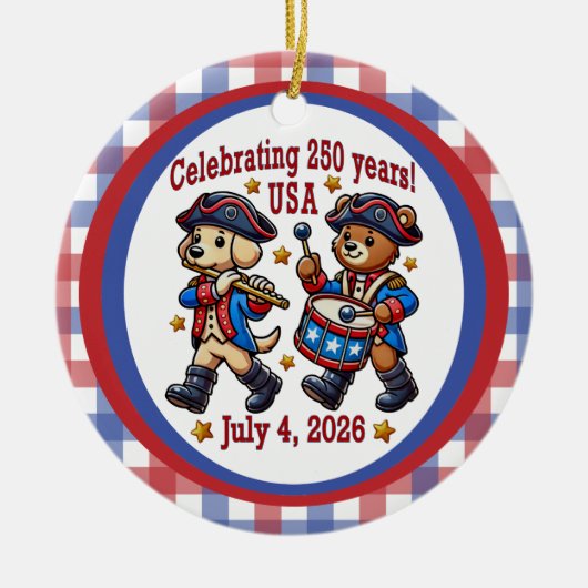 USA 250 Jahre Jubiläum Souvenir - Patriotic Keramik Ornament (Vorne)