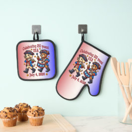 USA 250 Jahre Jubiläum Souvenir - Patriotic Ofenhandschuh & Topflappen-Set