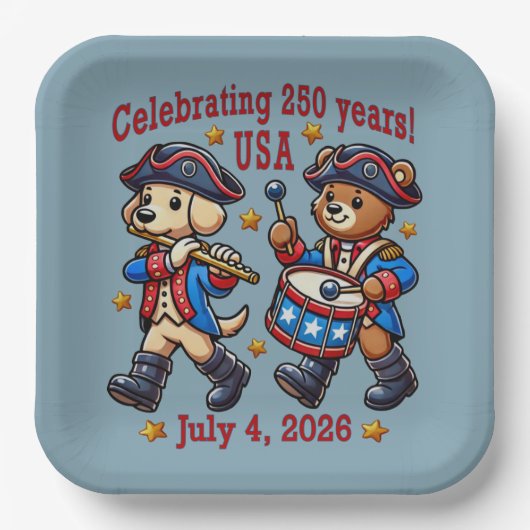 USA 250 Jahre Jubiläum Souvenir - Patriotic Pappteller (Vorderseite)