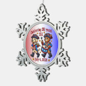 USA 250 Jahre Jubiläum Souvenir - Patriotic Schneeflocken Zinn-Ornament (Rechts)