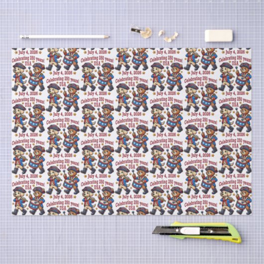 USA 250 Jahre Jubiläum Souvenir - Patriotic Seidenpapier (Handwerk)