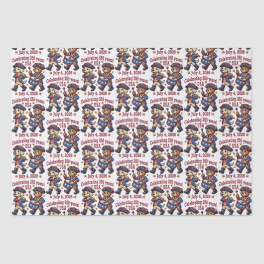 USA 250 Jahre Jubiläum Souvenir - Patriotic Seidenpapier (Vorderseite)