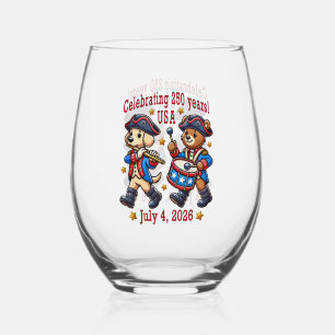 USA 250 Jahre Jubiläum Souvenir - Patriotic Weinglas Ohne Stiel