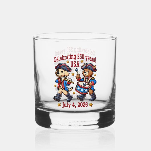 USA 250 Jahre Jubiläum Souvenir - Patriotic Whiskyglas (Vorderseite)