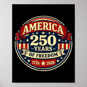 USA 250 Jahre Jubiläum Vintage Amerikanische Flagg Poster
