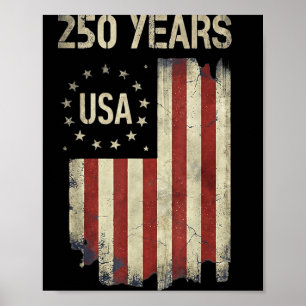 USA 250 Jahre Jubiläum Vintage Amerikanische Flagg Poster