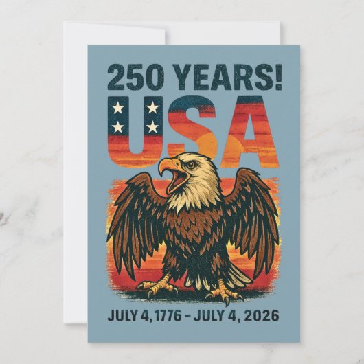 USA 250 Jahre - Patriotic Bald Eagle 4. Juli 2026 Einladung (Vorderseite)