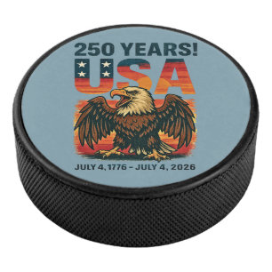 USA 250 Jahre - Patriotic Bald Eagle 4. Juli 2026 Eishockey Puck
