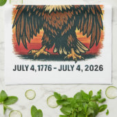 USA 250 Jahre - Patriotic Bald Eagle 4. Juli 2026 Geschirrtuch (Gefaltet)