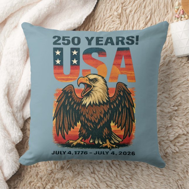 USA 250 Jahre - Patriotic Bald Eagle 4. Juli 2026 Kissen (Decke)