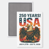 USA 250 Jahre - Patriotic Bald Eagle 4. Juli 2026 Magnet (Vorderseite/Rückseite)