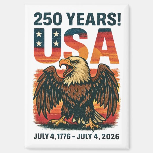 USA 250 Jahre - Patriotic Bald Eagle 4. Juli 2026 Magnet (Vorderseite)