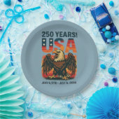 USA 250 Jahre - Patriotic Bald Eagle 4. Juli 2026 Pappteller (Party)